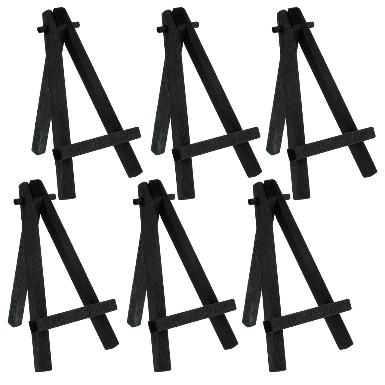 5" Mini Easel (6 Pack) - Black Wooden A-Frame Tabletop Display Stand, Mini Easel Stand - Small Easels for Display, Small Canvases, Crafts, Business Cards, Signs, Photos, Gifts